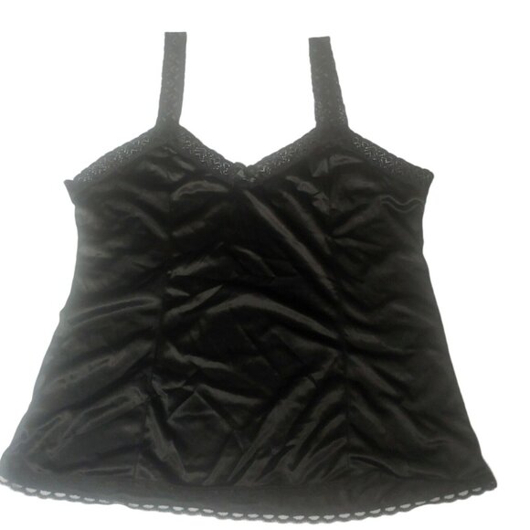 Vintage Mel-Lin Women's L Camisole Lace Nylon Black Undershirt Sexy Cottagecore - Picture 3 of 9